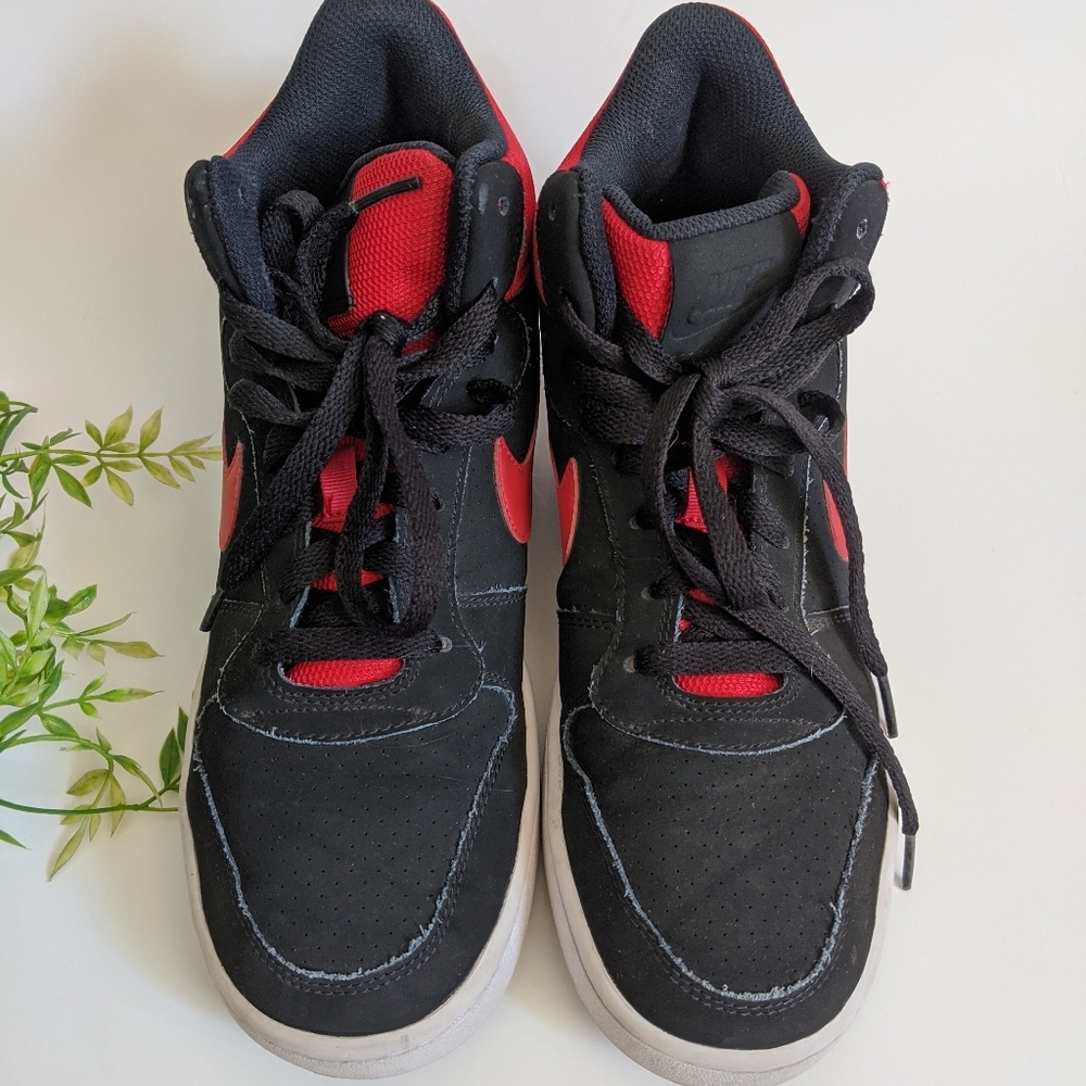 (Nike) Court Borough Mid Black Red High Tops - Picture 7 of 16